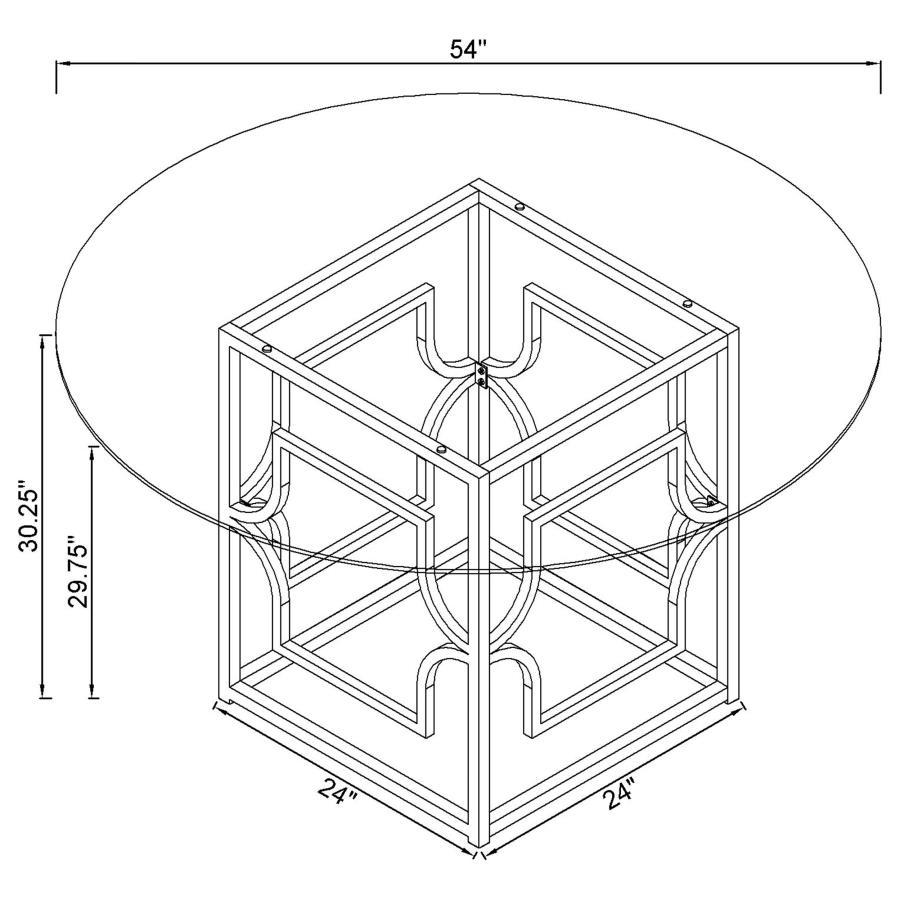 (image for) Starlight Round 54-inch Glass Top Metal Dining Table Brass