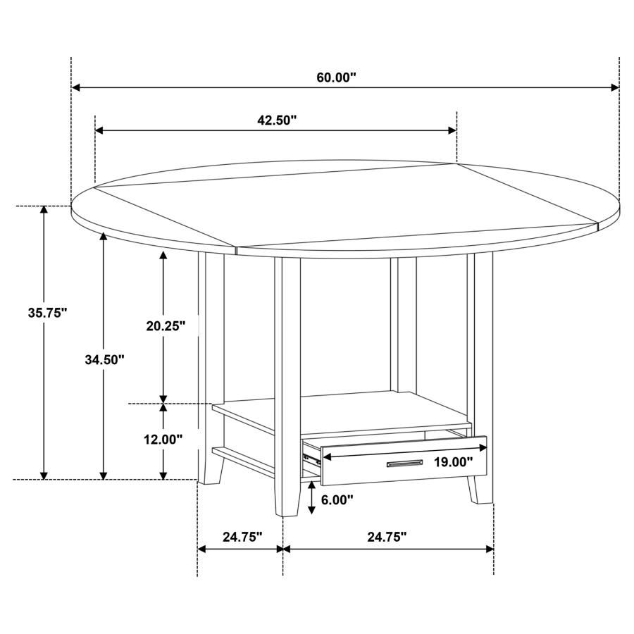 (image for) Sanford 60-inch Extension Leaf Counter Dining Table Espresso