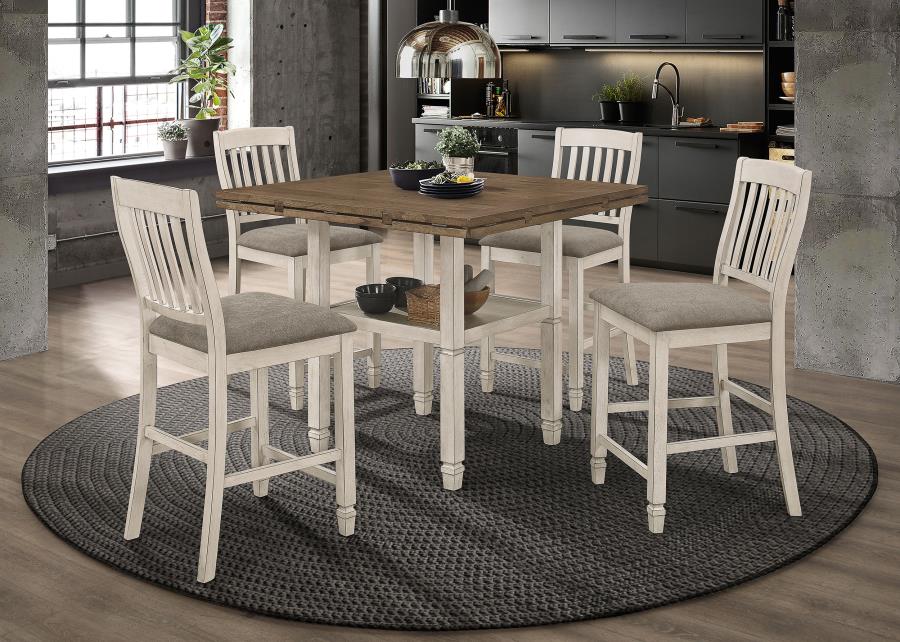 (image for) Sarasota 5-piece Drop Leaf Counter Dining Set Rustic Cream - Click Image to Close