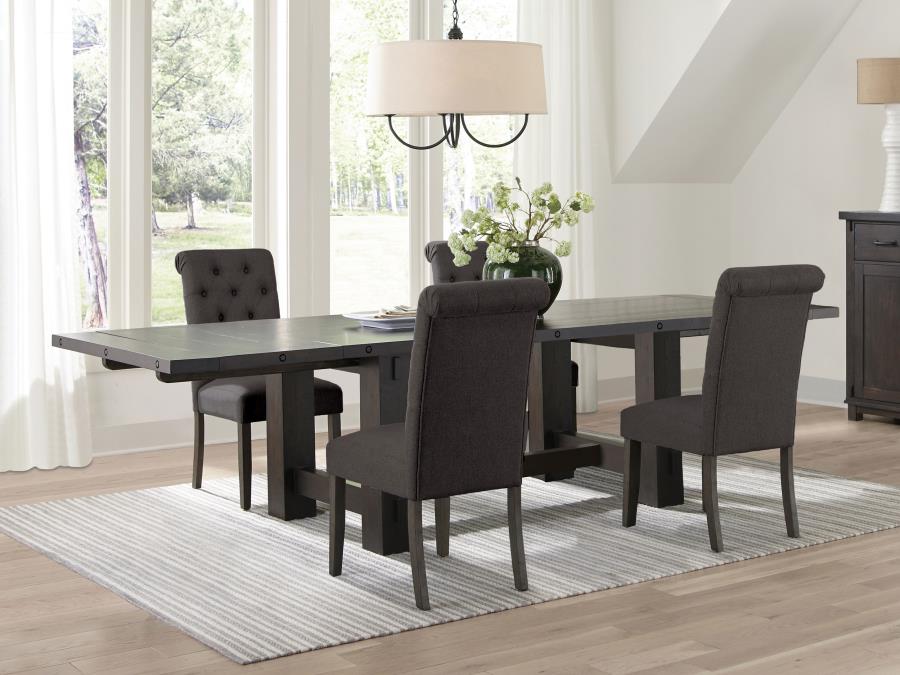 (image for) Calandra 5-piece Extension Leaf Dining Table Set Grey - Click Image to Close