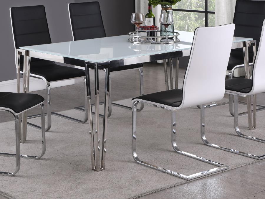 (image for) Pauline Rectangular 64-inch Glass Top Dining Table Chrome