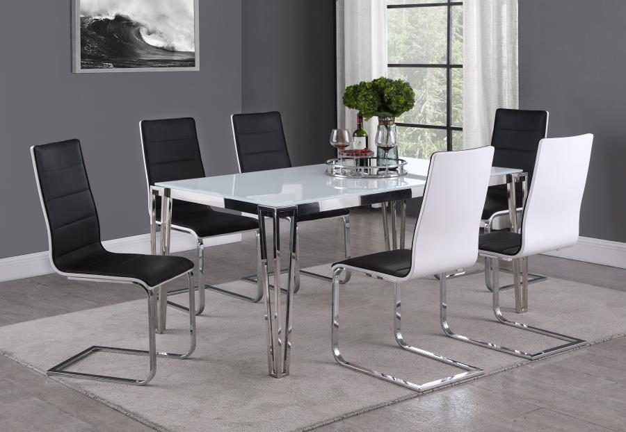 (image for) Pauline Rectangular 64-inch Glass Top Dining Table Chrome