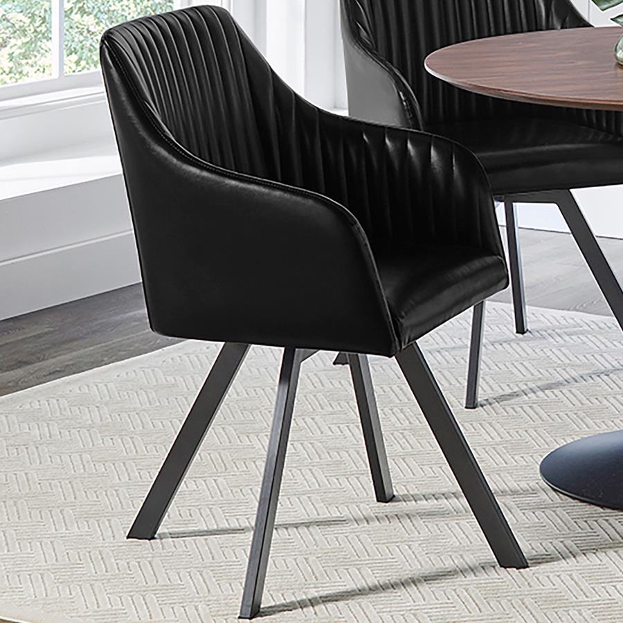 (image for) Arika Leatherette Upholstered Swivel Dining Arm Chair Black