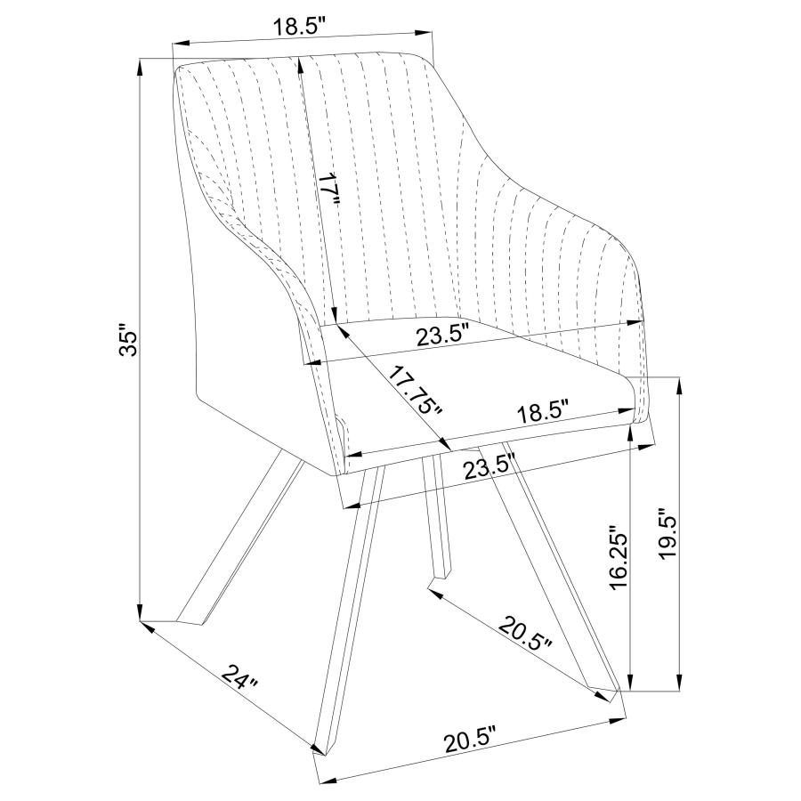 (image for) Arika Leatherette Upholstered Swivel Dining Arm Chair Black