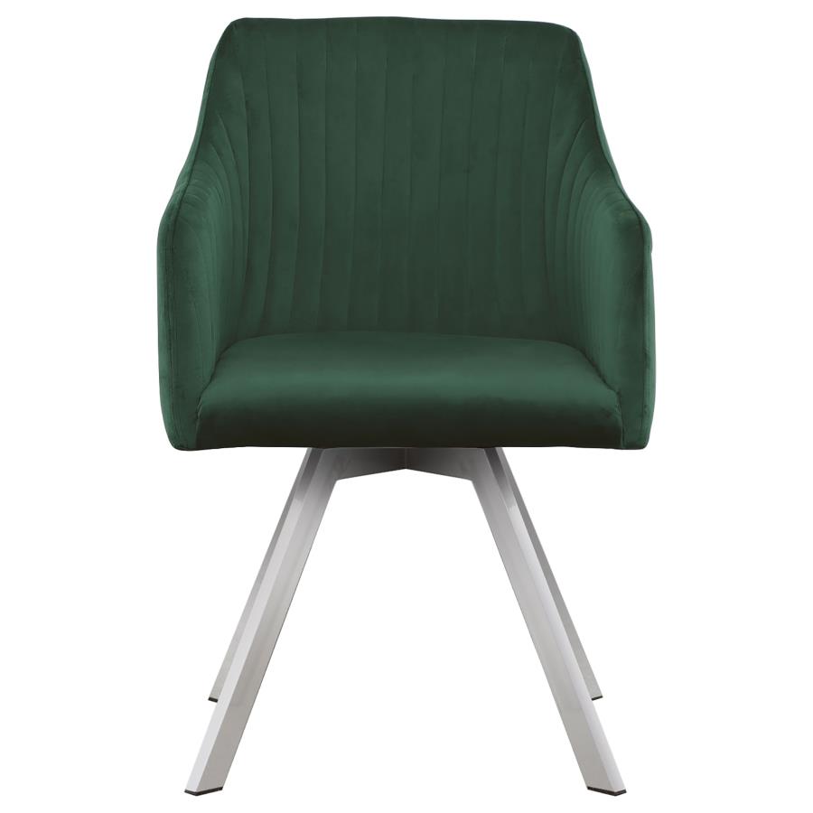 (image for) Arika Velvet Upholstered Swivel Dining Arm Chair Green