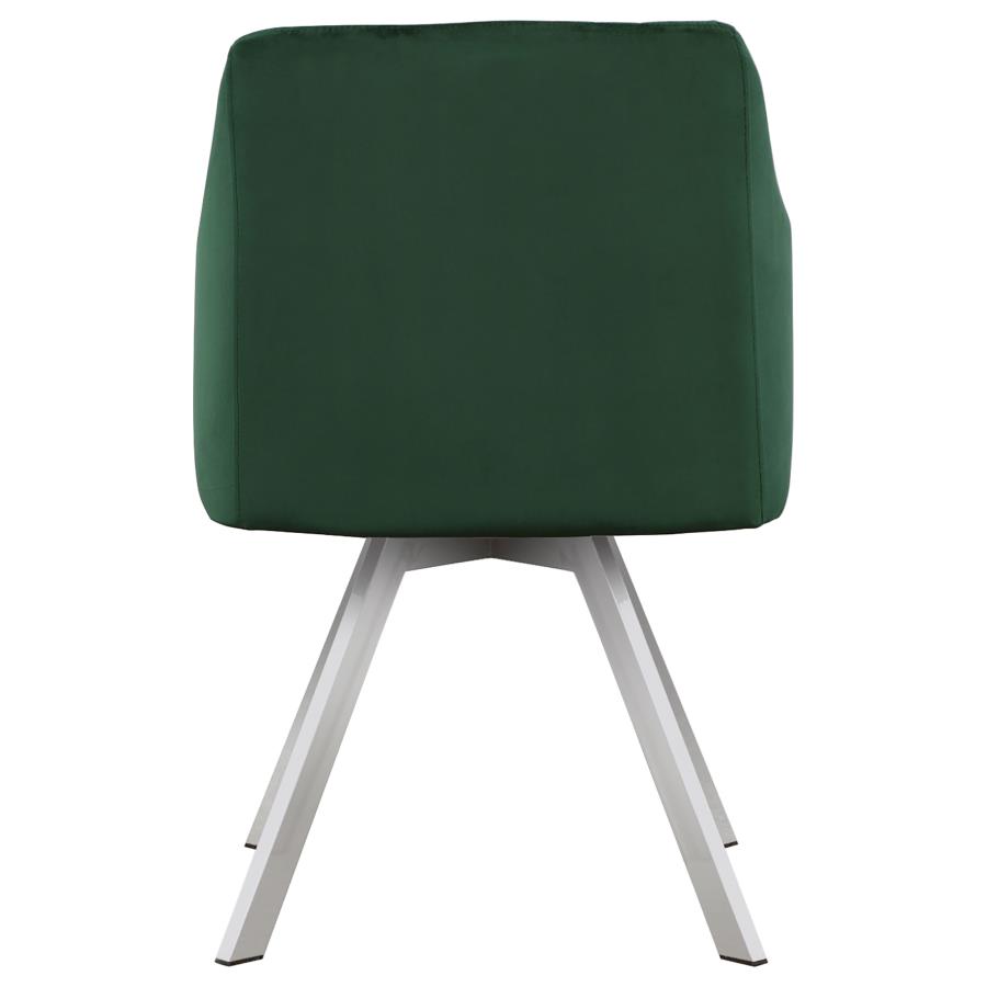 (image for) Arika Velvet Upholstered Swivel Dining Arm Chair Green