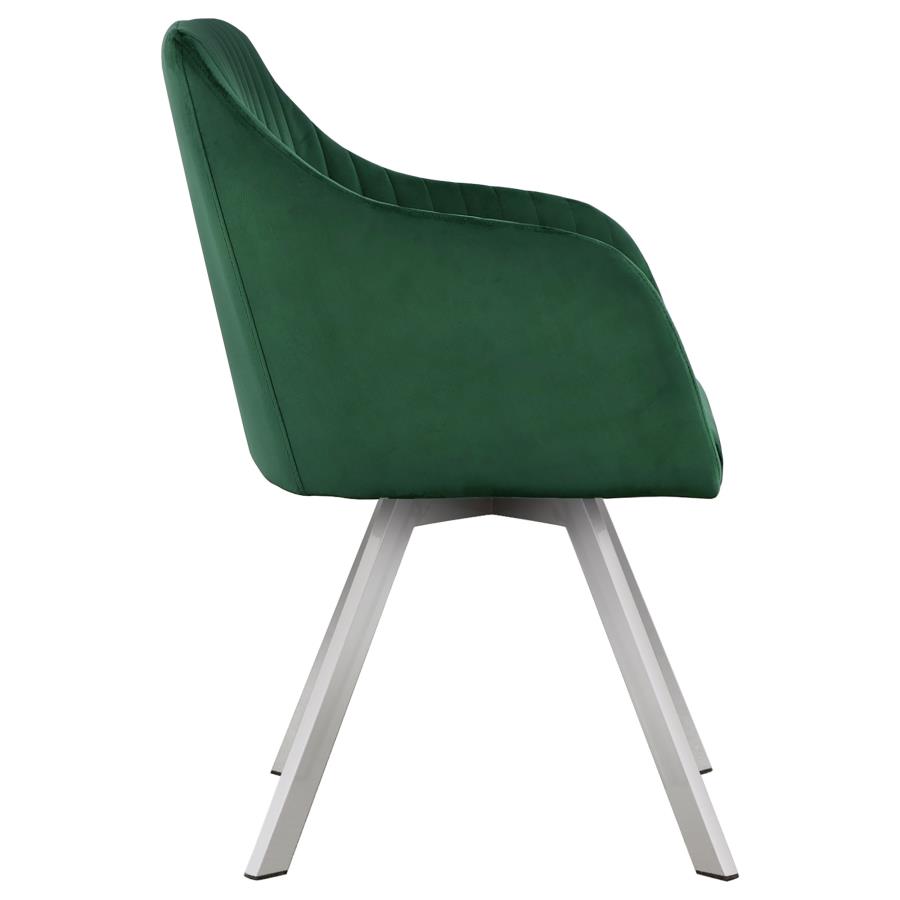 (image for) Arika Velvet Upholstered Swivel Dining Arm Chair Green