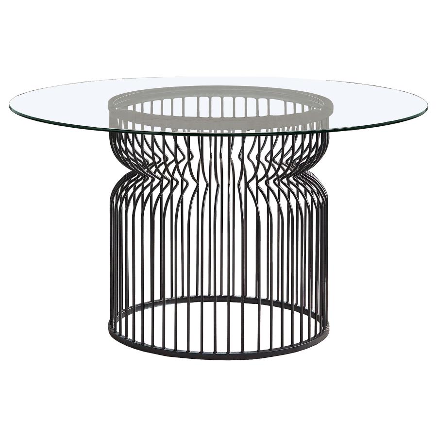 (image for) Granvia Round 54-inch Glass Top Metal Dining Table Gunmetal