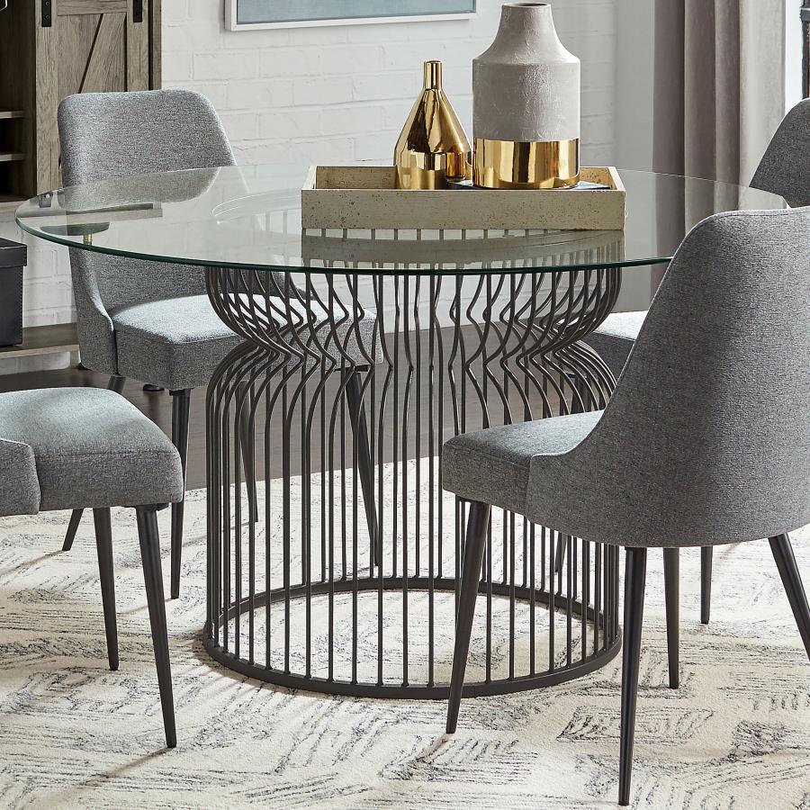 (image for) Granvia Round 54-inch Glass Top Metal Dining Table Gunmetal