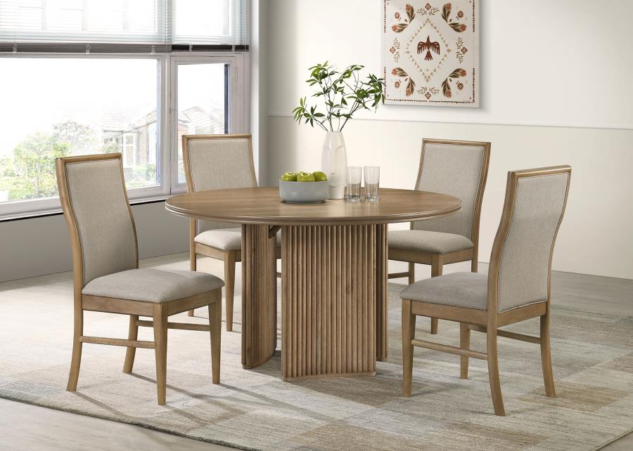 (image for) Adina 5-piece Round Dining Table Set Distressed Light Brown