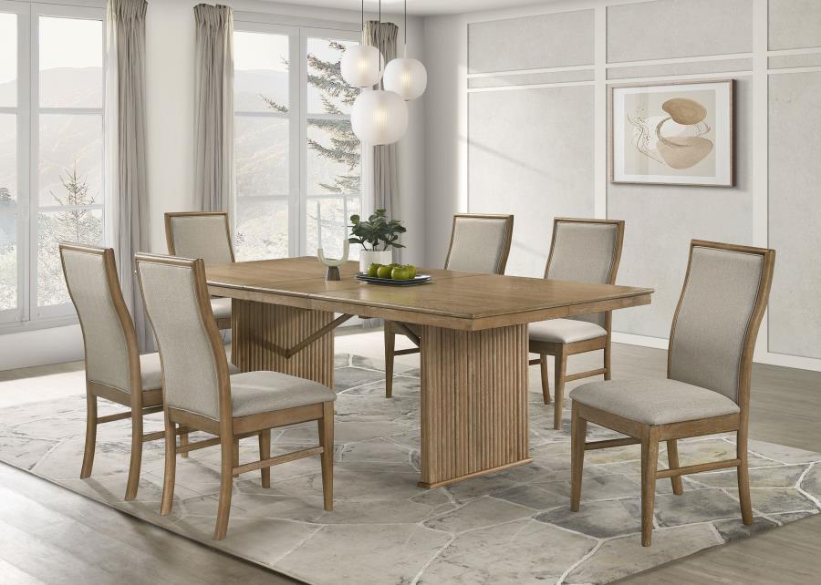 (image for) Adina 7-piece Extension Dining Set Distressed Light Brown
