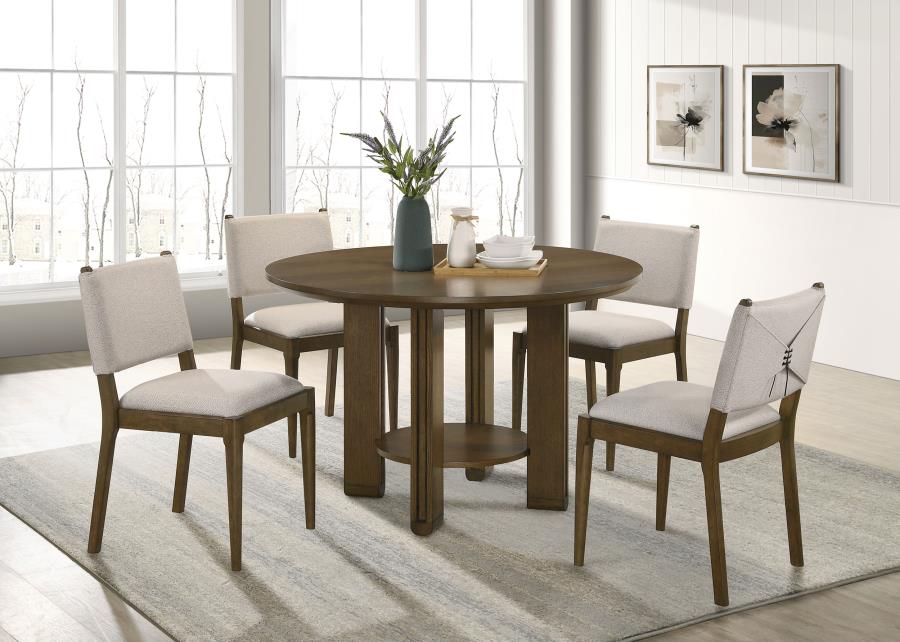 (image for) Ottowa 5-piece Round Wood Dining Room Table Set Brown