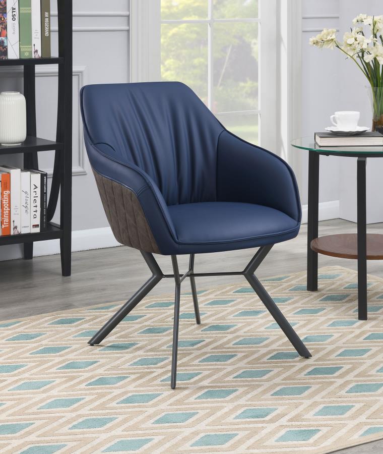 (image for) Mayer Upholstered Dining Arm Chair Blue and Brown (Set of 2)