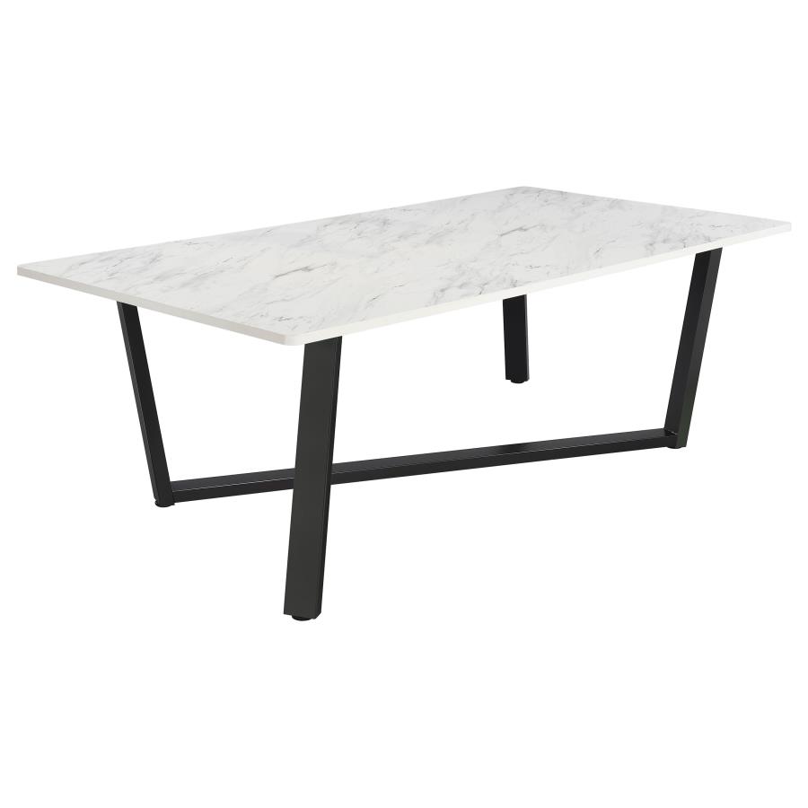 (image for) Mayer Rectangular 87-inch Faux Marble Dining Table White - Click Image to Close