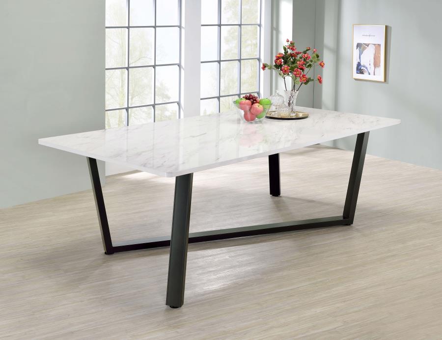 (image for) Mayer Rectangular 87-inch Faux Marble Dining Table White