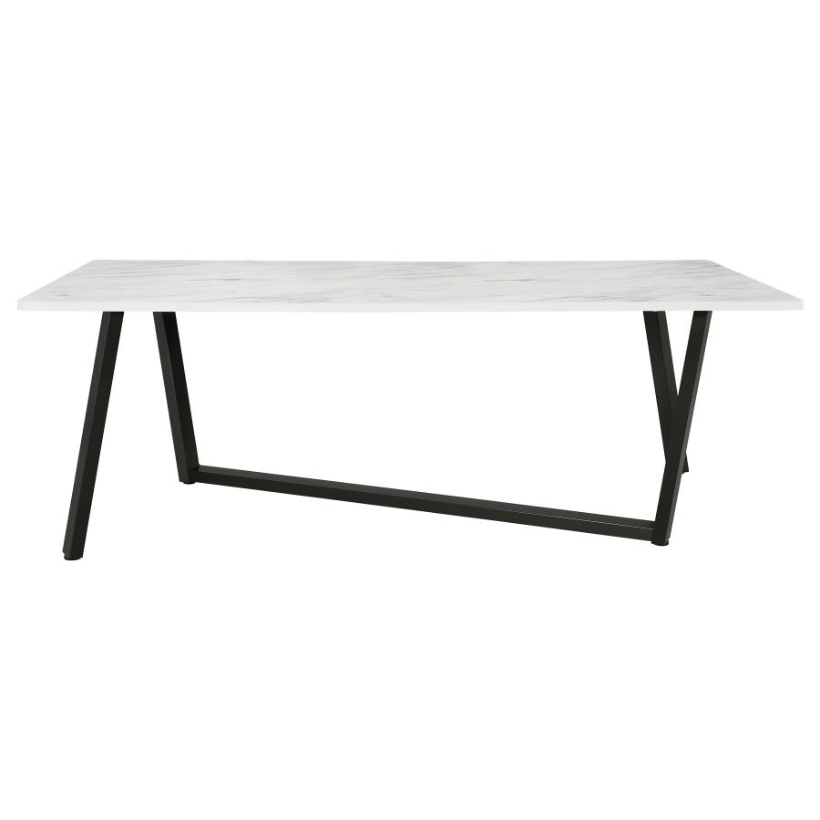 (image for) Mayer Rectangular 87-inch Faux Marble Dining Table White