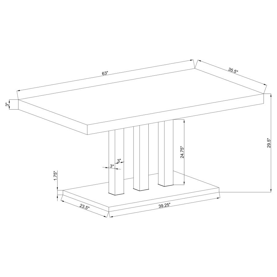 (image for) Brooklyn Rectangular 63-inch Dining Table White High Gloss