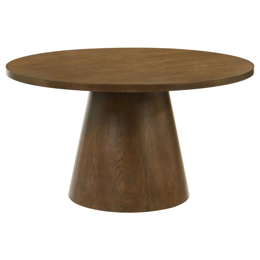 (image for) Franklin 54-inch Round Wood Pedestal Base Dining Table Dark Brown