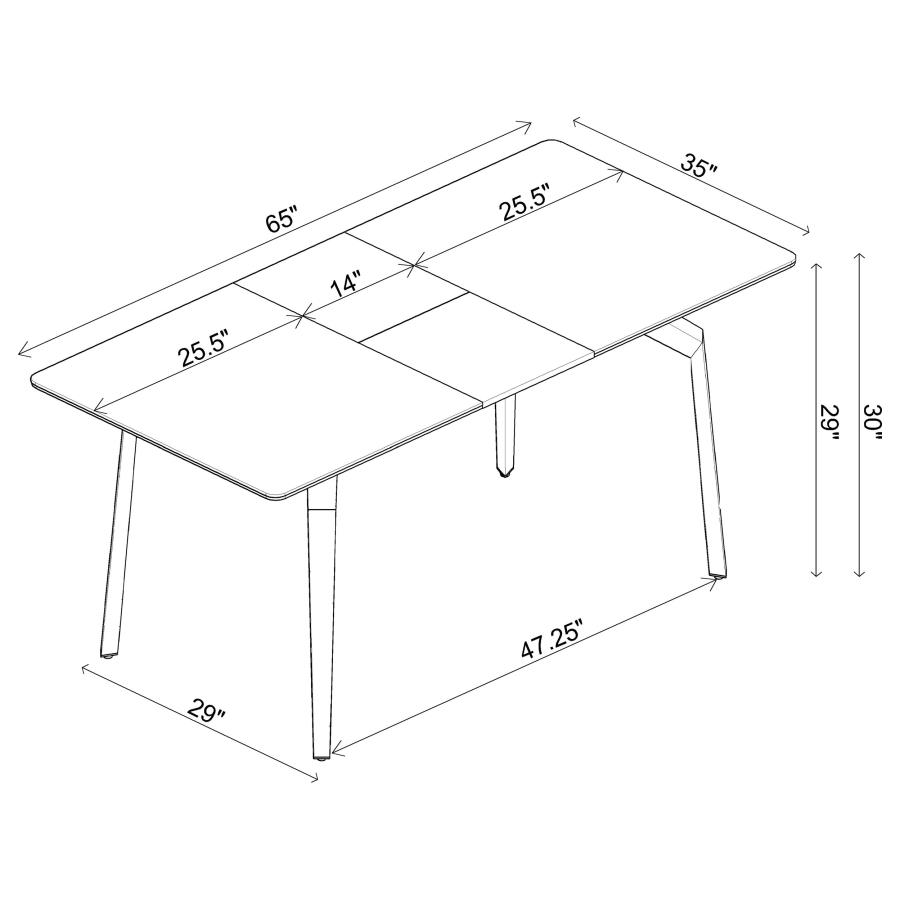 (image for) Mina Rectangular 65-inch Extension Dining Table Grey Ceramic