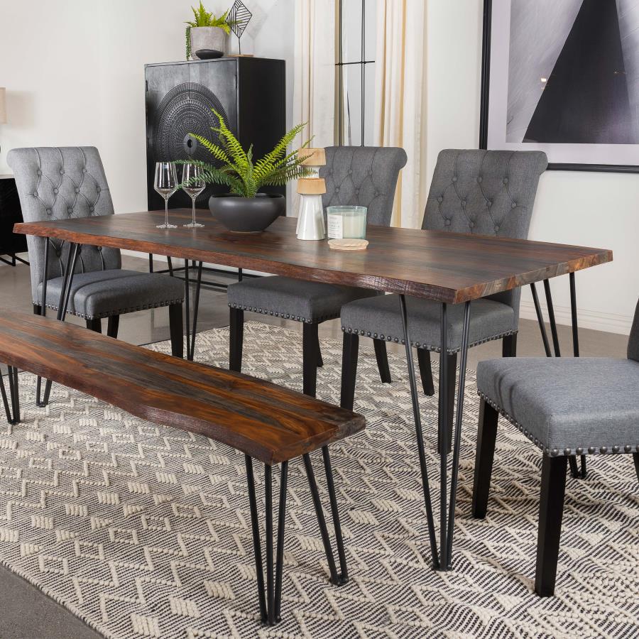 (image for) Neve 80-inch Live Edge Dining Table Grey Sheesham