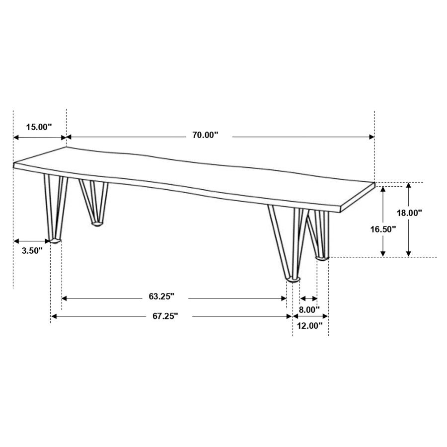 (image for) Neve Live Edge Wood Dining Bench Hairpin Legs Grey Sheesham