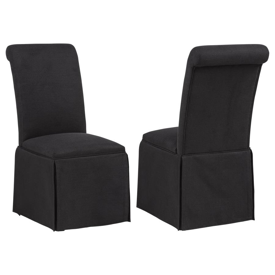 (image for) Shawna Upholstered Skirted Side Chair Black (Set of 2)