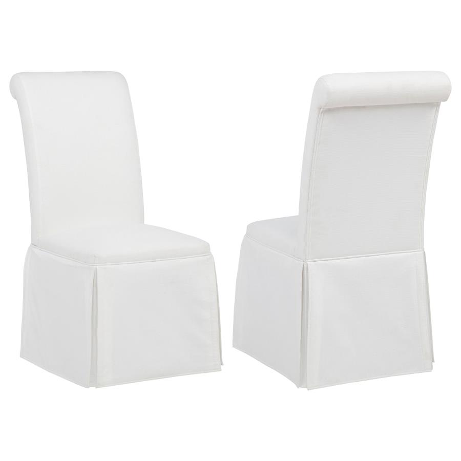 (image for) Shawna Upholstered Skirted Side Chair White (Set of 2)