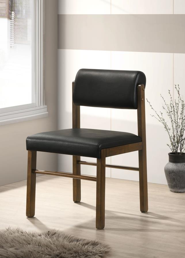 (image for) Kehoe Upholstered Dining Side Chair Black and Walnut (Set of 2)