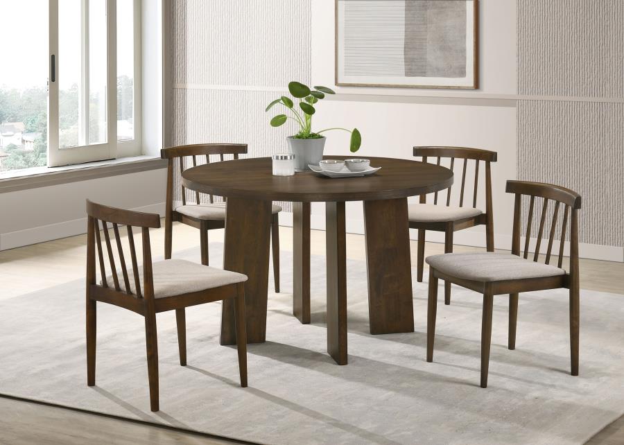 (image for) Strouse 5-piece Dining Set Wheat and Walnut