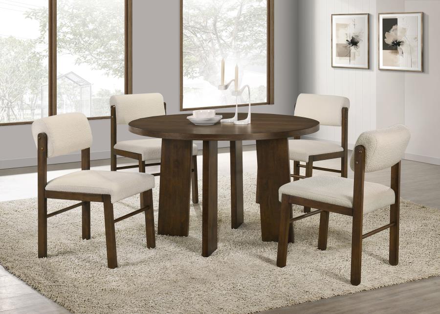 (image for) Strouse 5-piece Dining Set Cream and Walnut