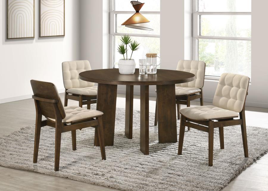 (image for) Strouse 5-piece Dining Set Cream and Walnut