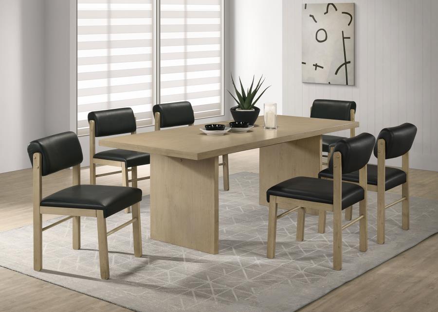 (image for) Decker 7-piece 82-inch Rectangular Dining Set Black and Natural Oak