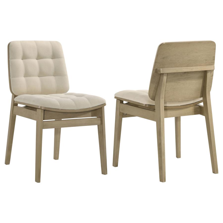 (image for) Redbridge Velvet Upholstered Side Chair Cream and Natural Oak (Set of 2)