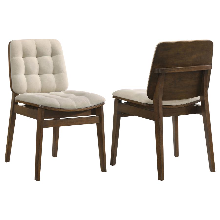 (image for) Redbridge Velvet Upholstered Side Chair Cream and Walnut (Set of 2)