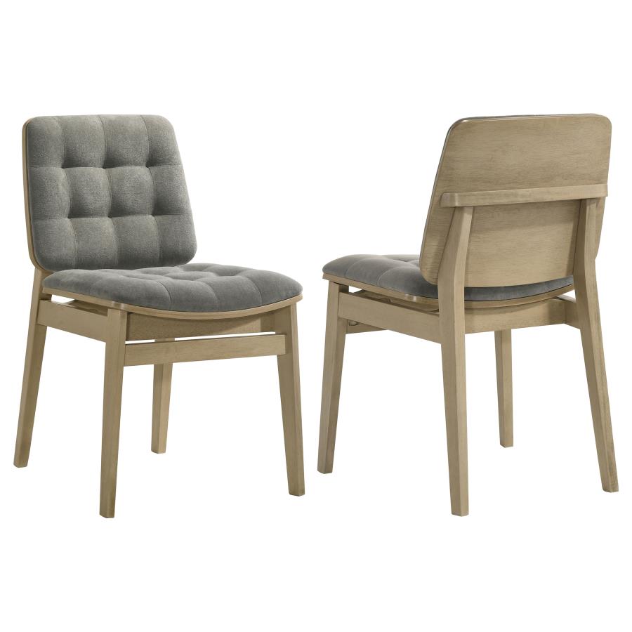 (image for) Redbridge Velvet Upholstered Side Chair Grey and Natural Oak (Set of 2)