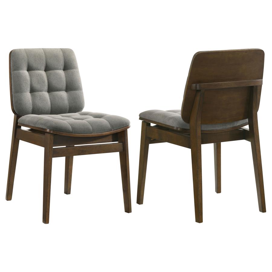 (image for) Redbridge Velvet Upholstered Side Chair Grey and Walnut (Set of 2)