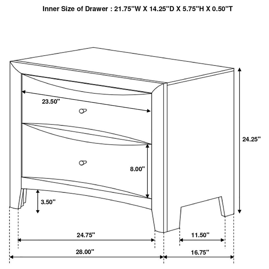 (image for) Phoenix 2-drawer Nightstand Cappuccino