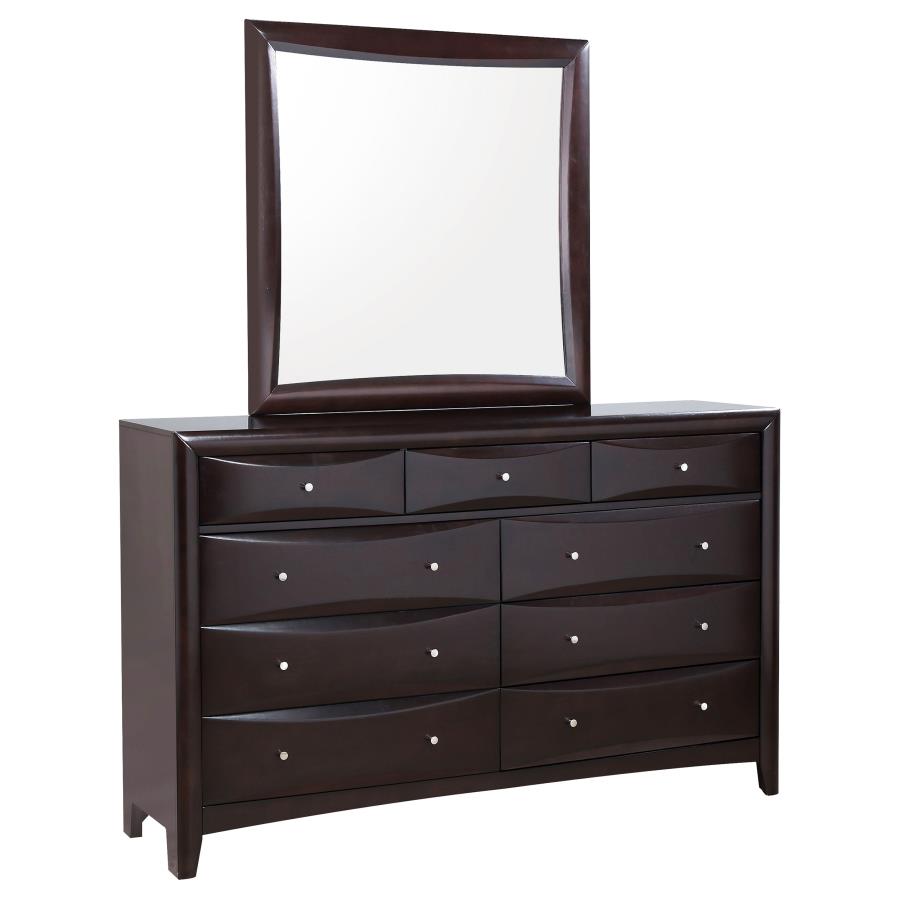 (image for) Phoenix 9-drawer Dresser with Mirror Cappuccino