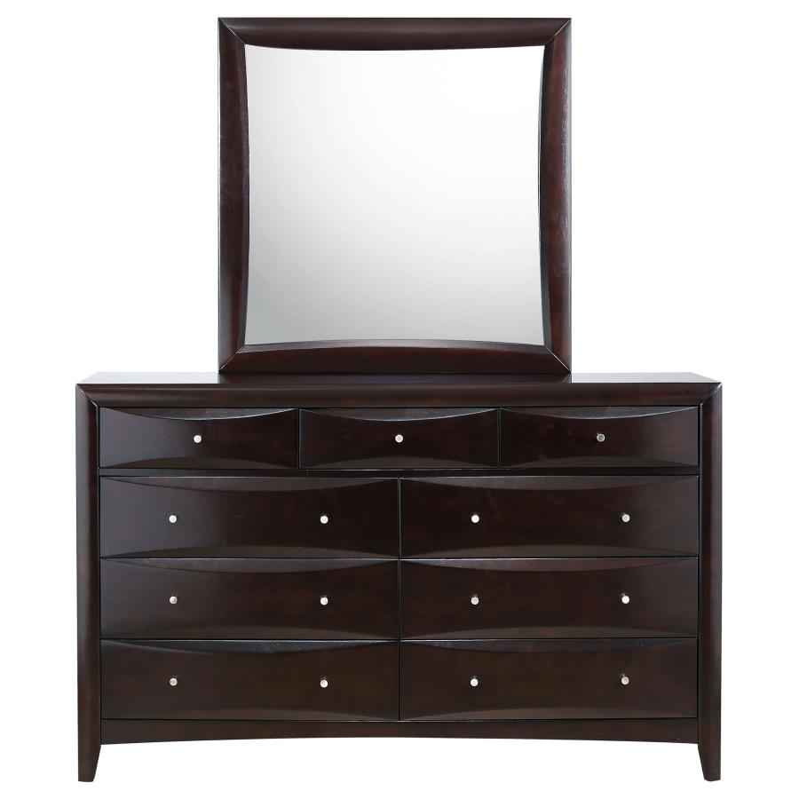 (image for) Phoenix 9-drawer Dresser with Mirror Cappuccino