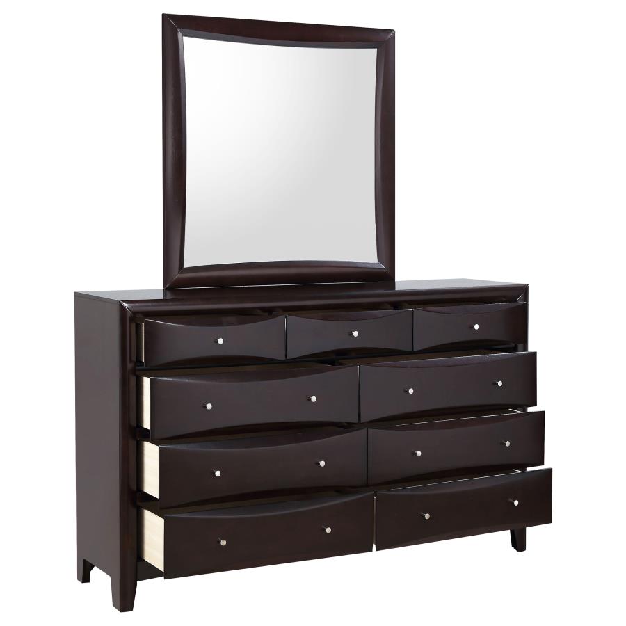 (image for) Phoenix 9-drawer Dresser with Mirror Cappuccino