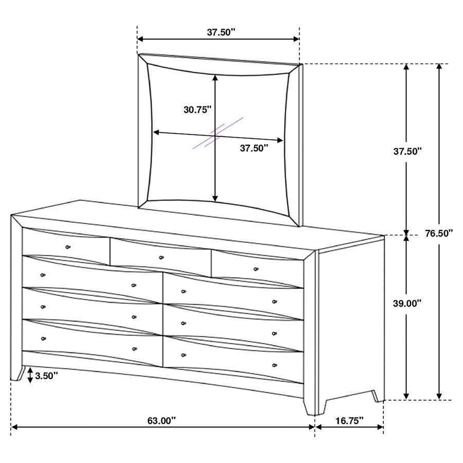 (image for) Phoenix 9-drawer Dresser with Mirror Cappuccino