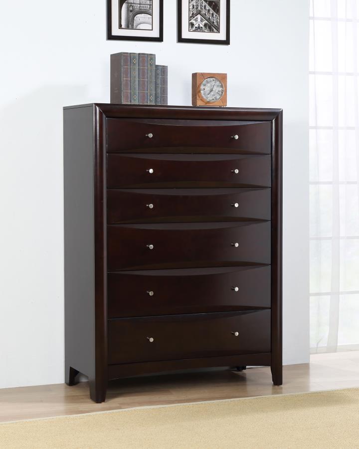 (image for) Phoenix 6-drawer Bedroom Chest Cappuccino