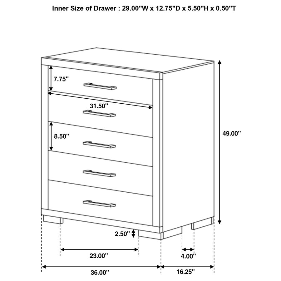 (image for) Jessica 5-piece Eastern King LED Bedroom Set Cappuccino