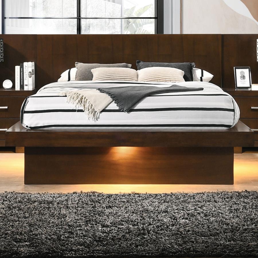 (image for) Jessica Wood Eastern King LED Panel Bed Cappuccino