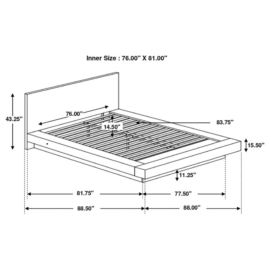 (image for) Jessica Wood Eastern King LED Panel Bed Cappuccino