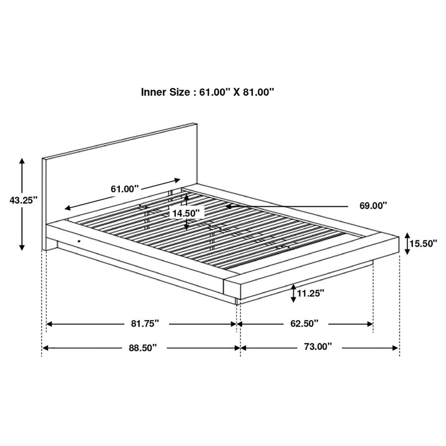 (image for) Jessica Wood Queen LED Panel Bed Cappuccino