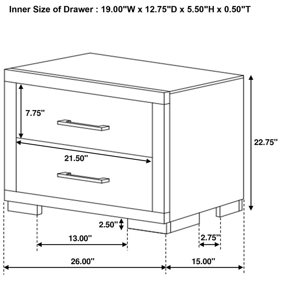 (image for) Jessica 2-drawer Nightstand Cappuccino