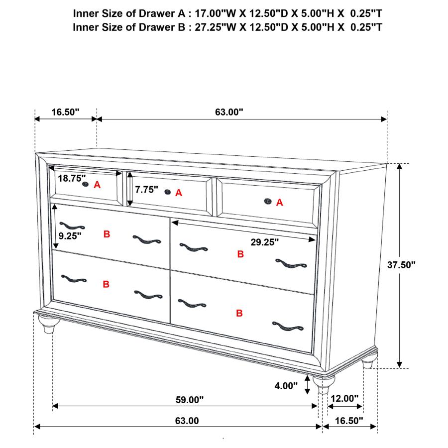 (image for) Barzini 7-drawer Dresser Black