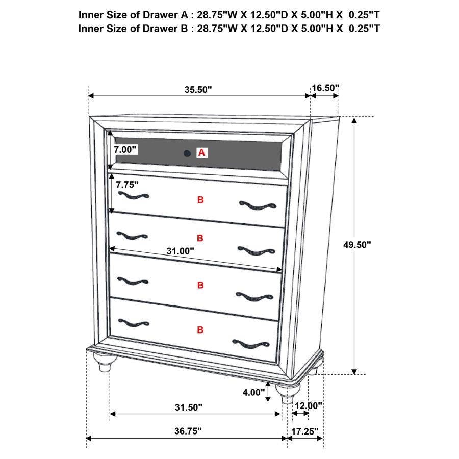 (image for) Barzini 5-drawer Bedroom Chest Black