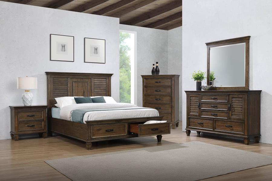 (image for) Franco 5-piece Eastern King Bedroom Set Burnished Oak - Click Image to Close